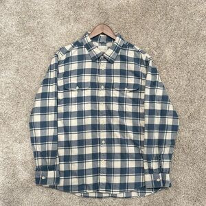 American Eagle Outfitters Blue and Cream Super Soft Checkered Shirt Mens XXL